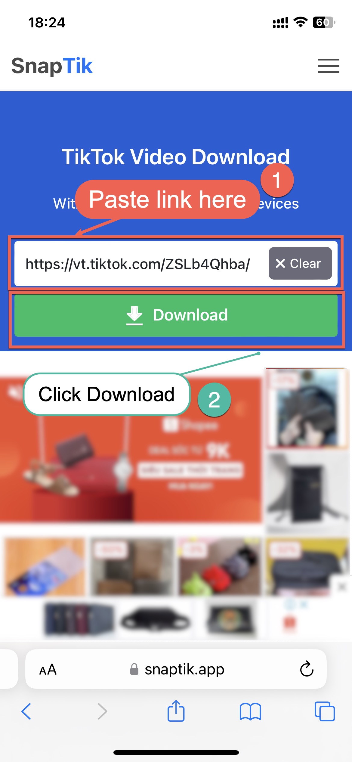 Paste link to TTvideo